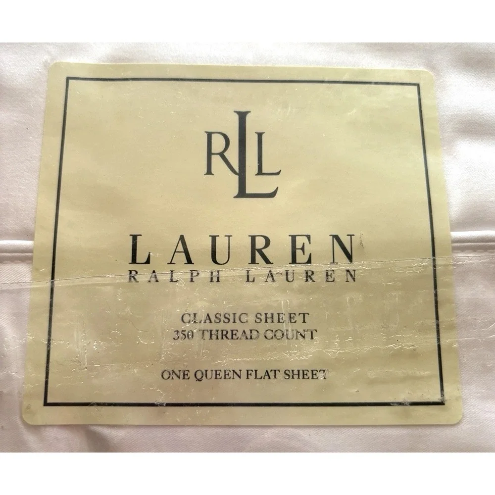 Vtg Ralph Lauren Flat Sheet Queen NIP NOS Classic White 350 Count 100% Supima